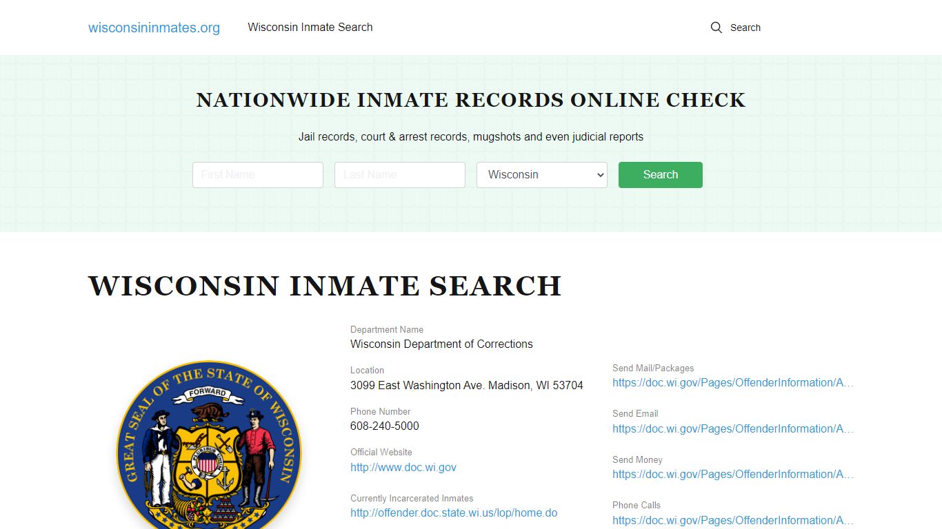 Wisconsin Offender Lookup - WI DOC Inmates