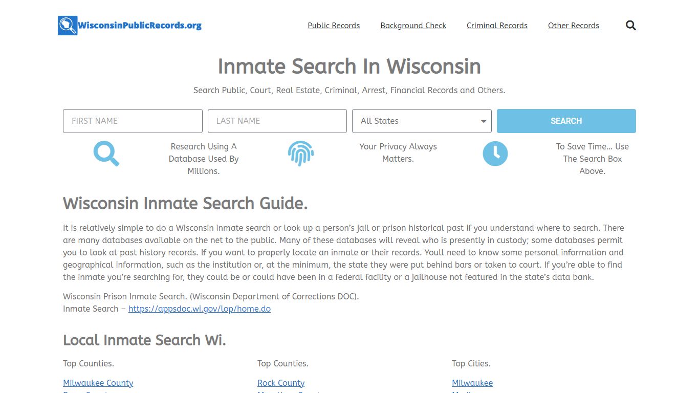 Wisconsin Inmate Search: WisconsinPublicRecords.org